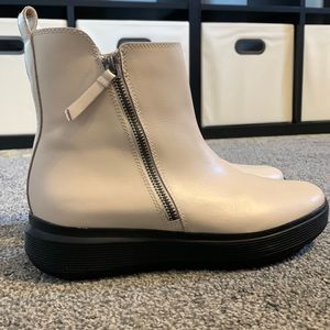 White leather boots.